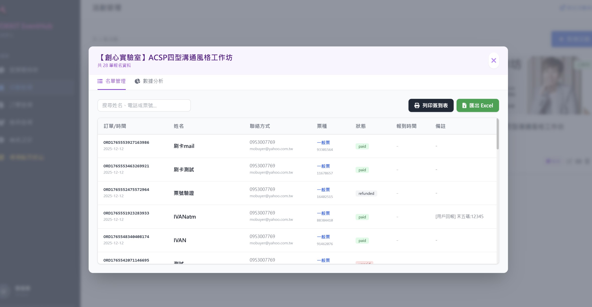 名單管理