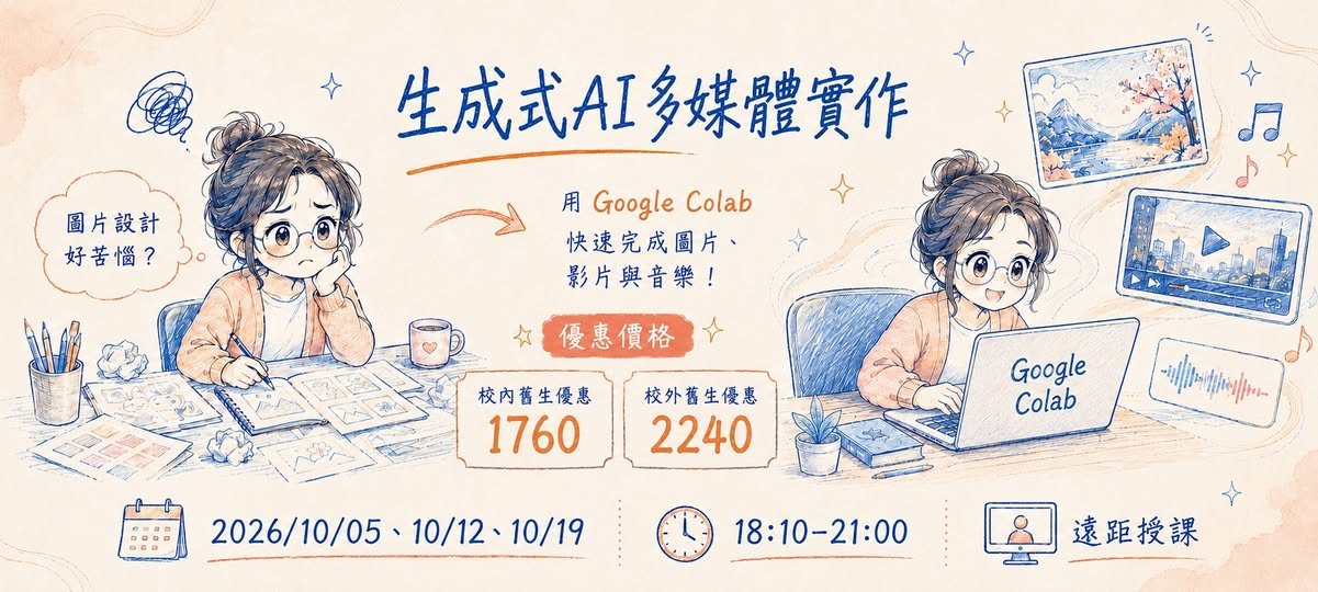【臺大計中資訊應用課程】生成式 AI 多媒體實作 活動封面